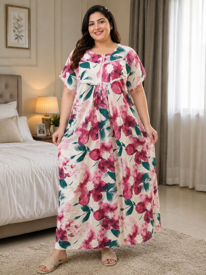 Floral Printed Comfort rayon Maxi Nighty