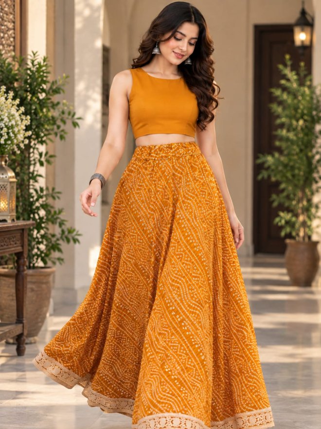 Stylish Printed Flared Skirt