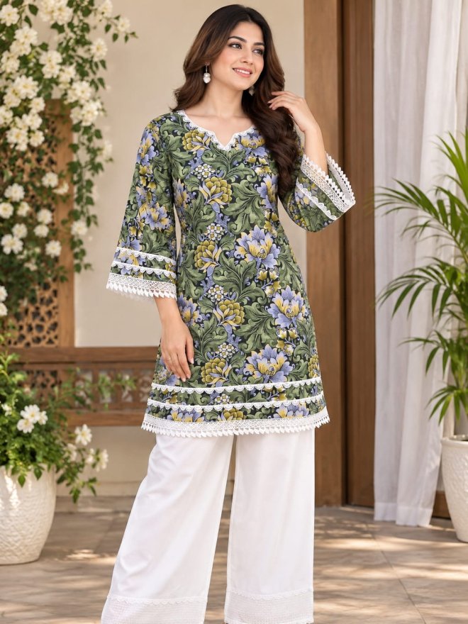 Floral Printed Farsi Salwar Suit Set
