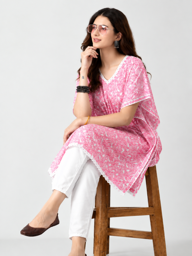 Pink Printed Kaftan