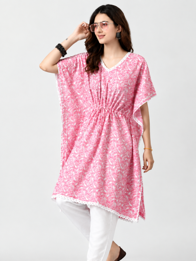 Pink Printed Kaftan