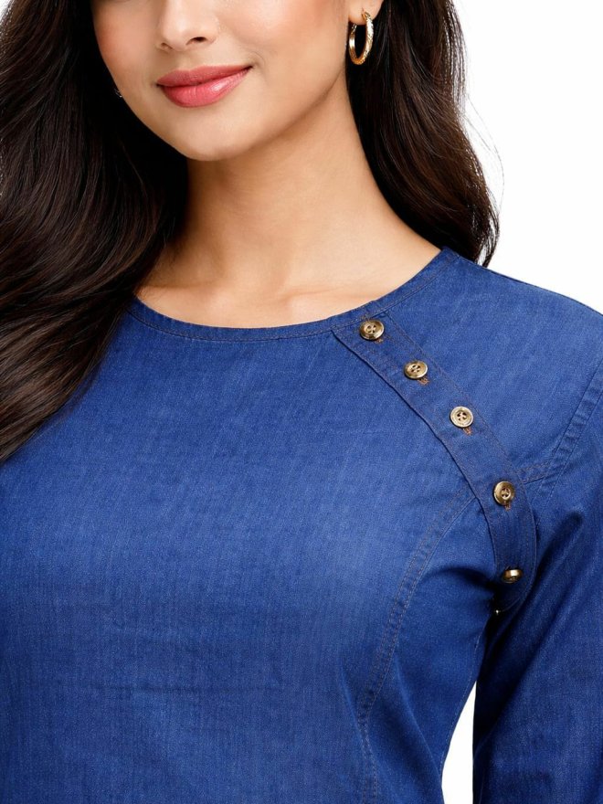 Women’s Solid Blue Straight Kurti